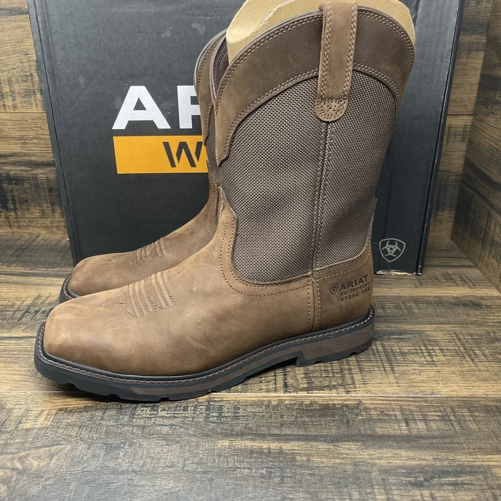 Ariat Groundbreaker H2O Wide Square Toe Steel Toe Palm Brown  Men's Sz 12EE